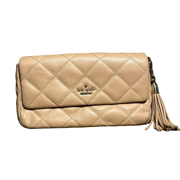 kate spade Handbags - $328 Kate spade Emerson place Serena quilted crossbody bag beige gold purse